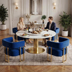 AODAILIHB Blue Modern Accent Chairs Set of 2, Velvet Barrel Chairs with Gold Metal Legs - Upholstered Armchairs for Living Room, Bedroom, Lounge & Waiting Room