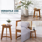VICTORY RELAX Round Side Table – Solid Acacia Wood End Table for Living Room or Bedroom – Natural Wood Finish, Compact Nightstand or Accent Table for Sofas & Beds (13x16x13 Inches)
