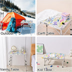 Yriuat Folding Camping Table 2ft Portable Picnic Table, Blooming Floral | Adjustable Height, Carry Handle, Aluminum Foldable Lightweight Small Card Table for Outdoor, Indoor, Hiking, Camp, BBQ, Beach
