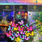 Solar Garden Lights Outdoor Waterproof Solar Lights 2 Pack with New Upgraded 72 LED 34 Butterfly Outdoor Solar Lights for Yard Outside Garden Pathway Decor Gifts for Womens Mother's Day