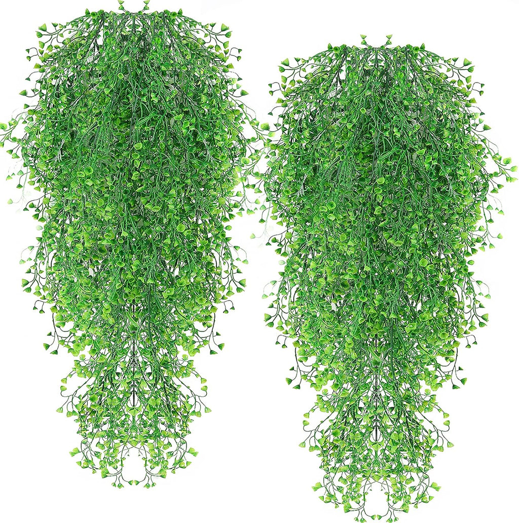 RECUTMS 4Pcs Artificial Hanging Plants Faux Hanging Greenery Ivy Decor Artificial Hanging Vines Plastic Plants for Indoor Outdoor Wall Home Garden Wedding Party Decor(Green 4P)