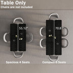 MECHYIN Extendable Dining Table for 4-8, 55-71 in, Storage Shelf, Black | Flip Leaf Stores Under Top, No-Gap Metal Connectors, Chairs Tuck Under Pedestal Base, Wood-Grain MDF Top, Fits Apartments