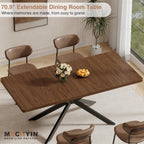 Extendable Dining Room Table for 4 6 8, 55"-70.9" Long Rectangle Kitchen Table,Wood Expandable Dining Table with Butterfly Leaf Self-Storing, Space Saving, For Kitchen Dining Living Room,Modern,Walnut | Simply Flip Leaf Expandable Rectangle Dining