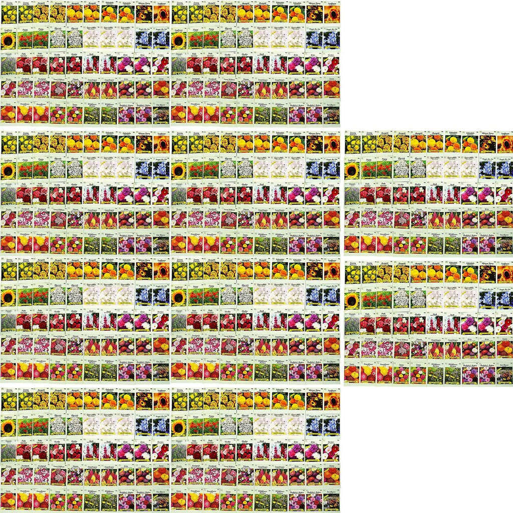 Set of 500 Flower Seed Packets - Flower Seeds in Bulk - 15 or More Varieties Available - Great for Creating Colorful Gardens (500)