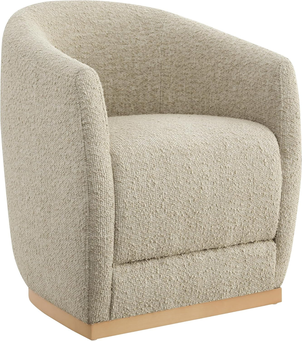 CHITA Upholstered Dining Chairs with Casters Set of 2, Modern Barrel Chair with Backrest & Dual Armrest, Rolling Chairs for Dining Room, Bedroom, Kitchen, Reading Room, Living Room (Oatmeal)
