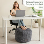 HIGOGOGO Pouf Ottoman Stuffed Round Modern Foam Filled Foot Rest Poufs for Living Room Chair Decorative 20 X 15 Inches Boho Relax Stool for Wedding Christmas Party, Dark Grey