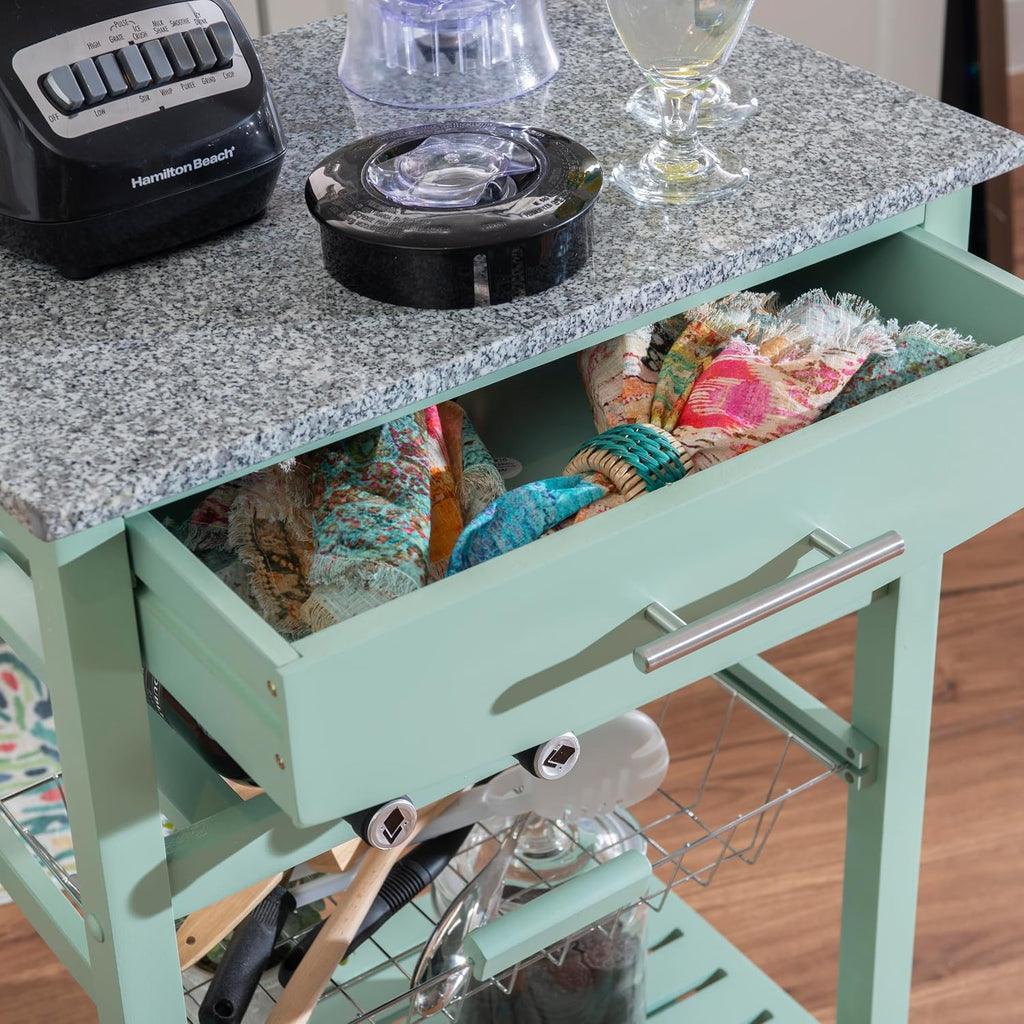 Linon Kitchen Island, Green, 15.75 x 22.83 x 33.86 Inches