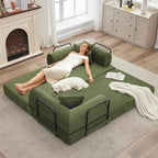 GarveeHome 79" Convertible Sleeper Sofa Bed Couch, 4-in-1 Corduroy Folding Sofa Bed with Pillow & Fixed-Shape, Floor Mattress Couch Loveseat for Living Room Apartments - No Assembly, Green