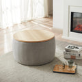Round Ottoman, Ottoman with Storage, Coffee Table 2 in 1 Function, End Table for Living Room, Hallway, Bedroom (Dark Grey)