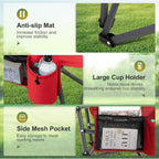 LET'S CAMP Oversized 29.52" High Back Camping Chairs Heavy Duty Lawn Chair Support 500LBS, Collapsible Chair with Cup Holder, Side Pocket,2 Pack(Red)