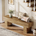 Tribesigns 63" Long Entryway Bench, Rustic Farmhouse End of Bed Bench, Wooden Shoe Bench Seat for Hallway, Living Room, End of Bed, Light Brown