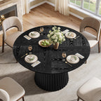 Tribesigns 47" Round Dining Table for 4-6 People, Farmhouse Circle Kitchen Table with Heavy Duty Fluted Pedestal Base for Dining Room, Kitchen, Living Room (Table Only)