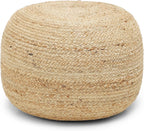 · REDEARTH · Jute Pouf Ottoman - Circular Boho Foot Stool - Jute Natural | Jute, 19.5"x19.5"x14"; Braided Pouffe Accent Sitting, Doubles as Foot Rest for Living Room, Patio, Outdoor, Bedroom