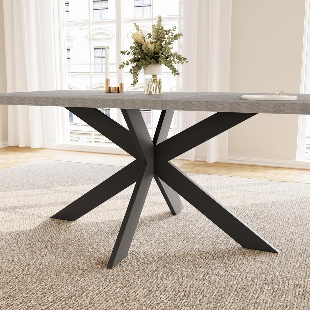 ZckyCine 51"-67" Extendable Dining Table Set with 6 Dining Chairs, Modern Rectangular Kitchen Table Set for 6-8 People, Space-Saving Expandable Dining Table with Metal Frame