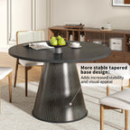 47 inch Round Dining Table for 4-6, Circle Kitchen Table with Sturdy Tapered Base, Mid Century Modern Fluted Dining Tables for Dining Room, Kitchen, Living Room (Black, 47inch)