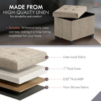 Ornavo Home Small Rectangle Storage Ottoman with Legs, 12x16x12, Tan/Taupe | Foot Rest Stool Seat; Holds Up to 600 lbs; Ideal for Living Room, Bedroom, Home Office or Dorm