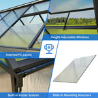 WKM 8x12 FT Greenhouse for Outdoors, Quick-fit Structure Green House with Window for Ventilation, Aluminum Greenhouse for Garden Backyard, Black