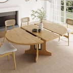 Feonase 59" Round Extendable Dining Room Table for 6, Modern Oval Kitchen Table with Heavy Duty Wood Base, for Kitchen Dining Living Room, Easy Assembly, Noise-Free, Oak