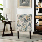 Roundhill Furniture Capa Print abric Armless Contemporary Accent Chair, Blue Leaves