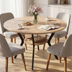 Miereirl 42.13" Round Dining Table for 4, Modern Kitchen Table with Open Storage Shelf, Wood Dining Table for Dining Room, Apartment, Small Spaces