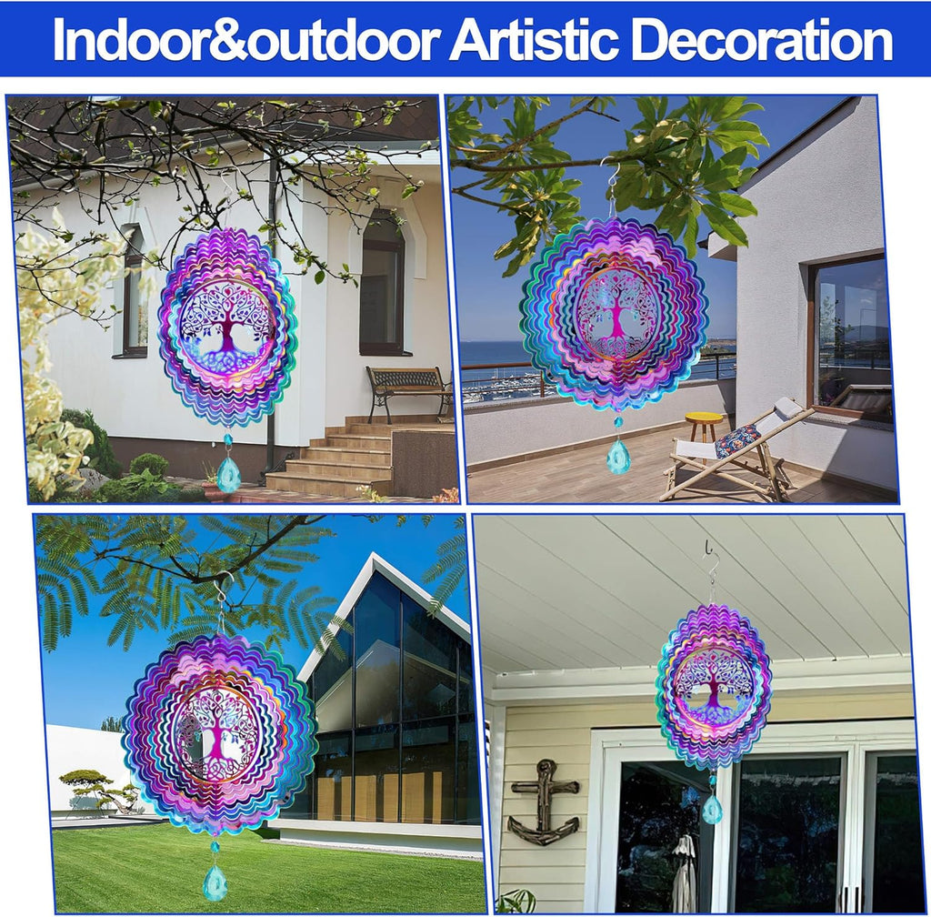 Wind Spinner, Hanging Wind Sculptures,Wind Spinners for Yard and Garden Decor,Yard Decorations Outdoor,Hanging Art Ornaments for Garden Yard Balcony Decor (Tree of Life)