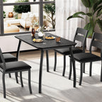 IDEALHOUSE Dining Table Set for 4 Modern Kitchen Table and Chairs Set with Chamfered Edges Cushioned Seats Space-Saving Metal Frame Compact Breakfast Nook (Soft Seat Black Tube + Black)