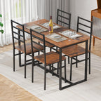 Kitchen Dining Table Set for 4, 5-Piece Kitchen Table and Chairs, Base Reinforcement Structure Dining Room Table Sets, Dining Table with 4 Chairs for Small Space, Dinette, Apartment