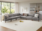 Cloud Sectional Couches for Living Room,Modular Sectional Sofa,Grey | V-Shaped Extra Deep 7 Seater,Mid Century Modern Oversized Sectional Couches with Solid Wood Leg,Large Sofa for Big Space