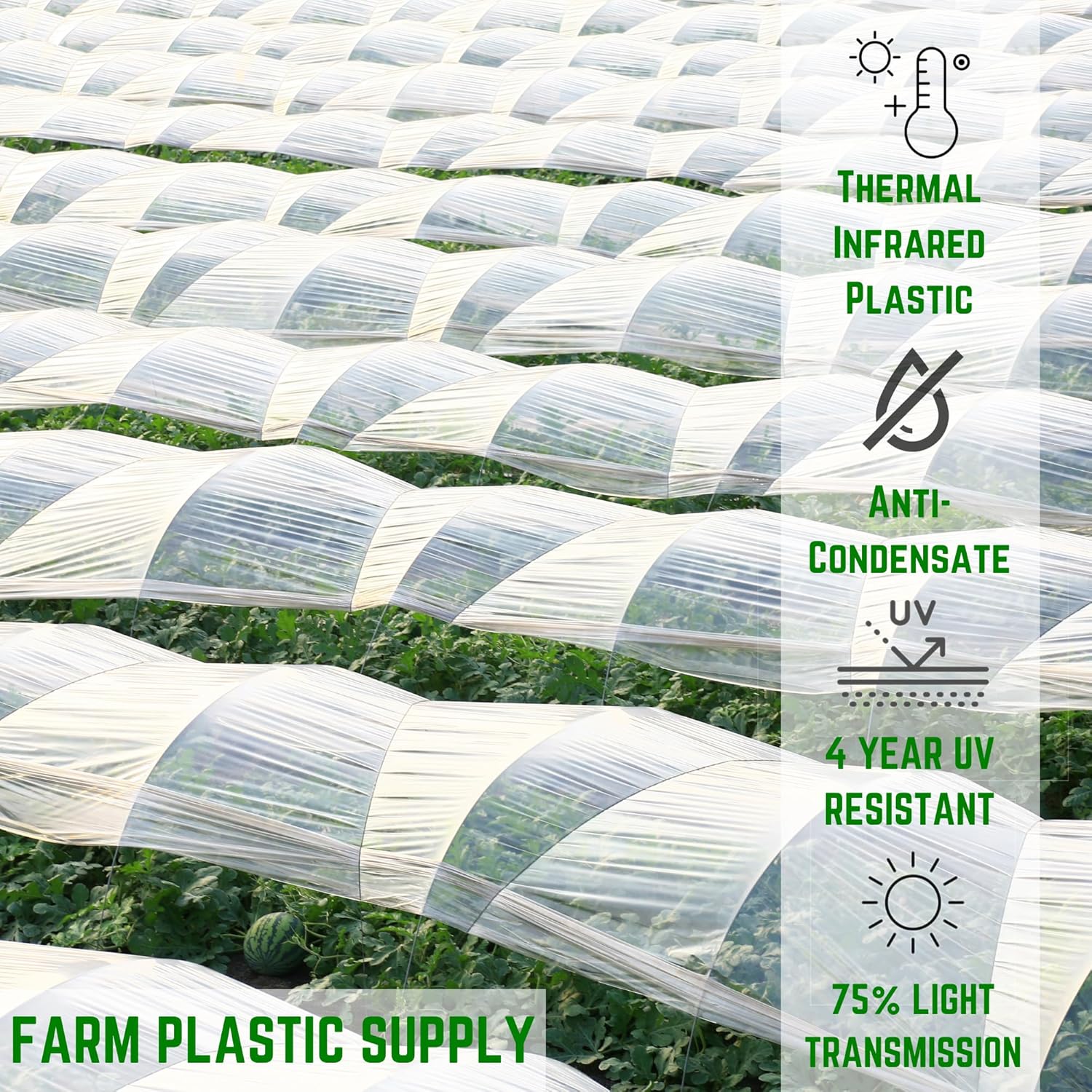 Farm Plastic Supply - Clear Coolmax Greenhouse Plastic Sheeting - 6 Mil - 4 Year UV Resistant Infrared Anti-Condensate Green House Covering Thermal Plastic 6 mil (40' x 70')