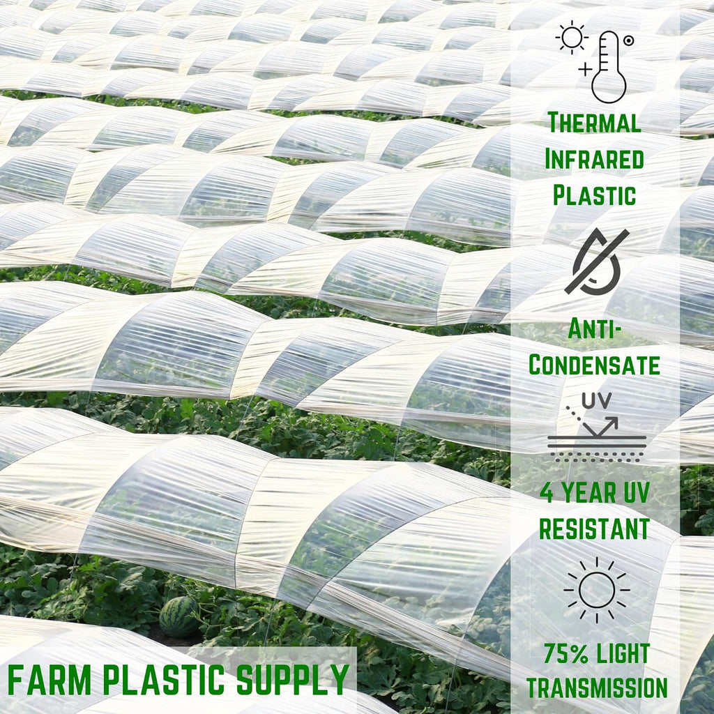 Farm Plastic Supply - Clear Coolmax Greenhouse Plastic Sheeting - 6 Mil - 4 Year UV Resistant Infrared Anti-Condensate Green House Covering Thermal Greenhouse Plastic 6 mil (20' x 60')