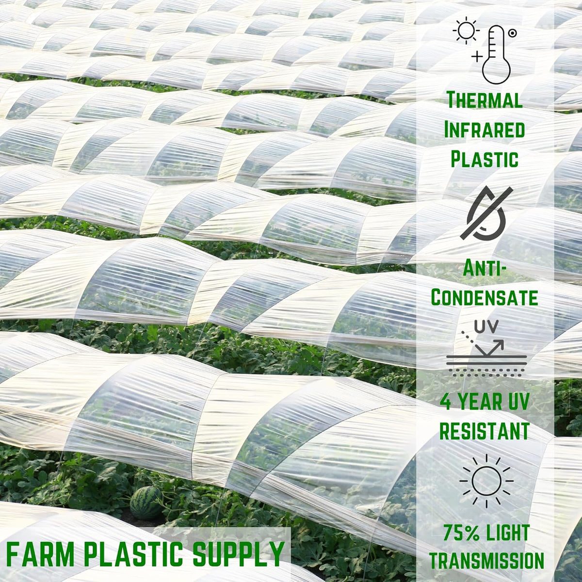 Farm Plastic Supply - Clear Coolmax Greenhouse Plastic Sheeting - 6 Mil - 4 Year UV Resistant Infrared Anti-Condensate Green House Covering Thermal Greenhouse Plastic 6 mil (40' x 110')