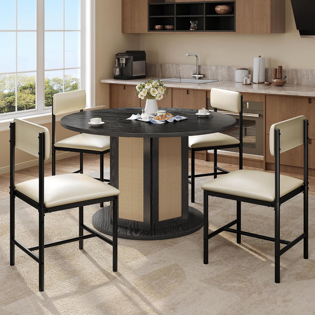 DWVO Dining Chairs Set of 4, White Faux Leather with Metal Legs | Padded seat & backrest, sturdy metal legs, modern style, fits dining room kitchen restaurant, easy to assemble