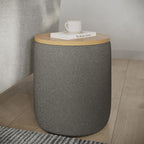Storage Ottoman - Teddy Fabric Upholstered Ottoman with Wood Top for Living Room, Dorm, or Apartment - Ottomans with Storage by Lavish Home (Dark Gray)