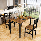 3 Piece Dining Table Set for 2, Small Wooden Kitchen Table Set with Chairs, Space Saving Breakfast Nook Table and Chairs Set of 2, Modern Dinette Set for Dining Room, Apartment, Small Space, Brown