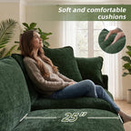 WorthFurni Modular Sectional Sofa with Storage Ottomans,103" L-Shaped Cloud Couch,Comfy Modern Couches with Pillows & Upholstered Deep Seat Cushion for Apartment Living Room Bedroom（Green）