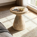 17.72" Cement End Tables for Patio,Faux Terrazzo Modern Small Round Side Accent Table,Tree Stump Garden Stool Drum Indoor and Outdoor,Marble