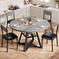 Dining Table Set for 4,Kitchen Table and Chairs for 4, Round Dining Room Table with Upholstered Chairs, 5 Piece Space Saving Circle Wood Kitchen & Dining Room Dinner Dinette Table Set (Gray, 42In)