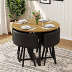 39.5" Round Dining Table Set for 4, 5 Piece Dining Table Set with 4 Tuck-Under Chairs, Farmhouse Kitchen Table Chairs Set, Space Saving Wood Round Dining Room Table Set for Apartments,Home