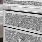SSLine 3-Drawer Mirrored End Table,Mirrored Nightstand End Tables Bedside Table,Silver Finished Mirror Accent Side Table for Bedroom, Living Room, Entryway,Hallway