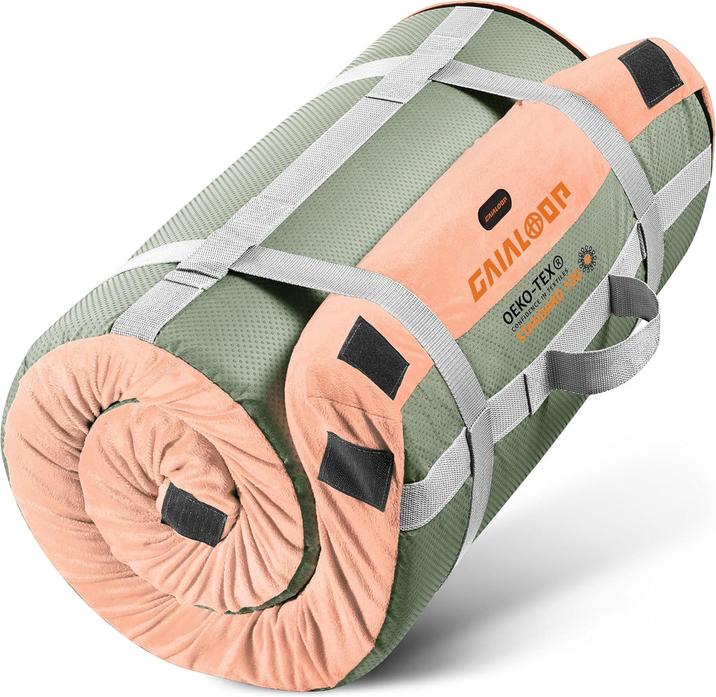 GAIALOOP Memory Foam Glamping Roll Up Futon Mattress, Japanese Floor Bed Camping Mattress Sleeping Mat for Indoor and Outdoor