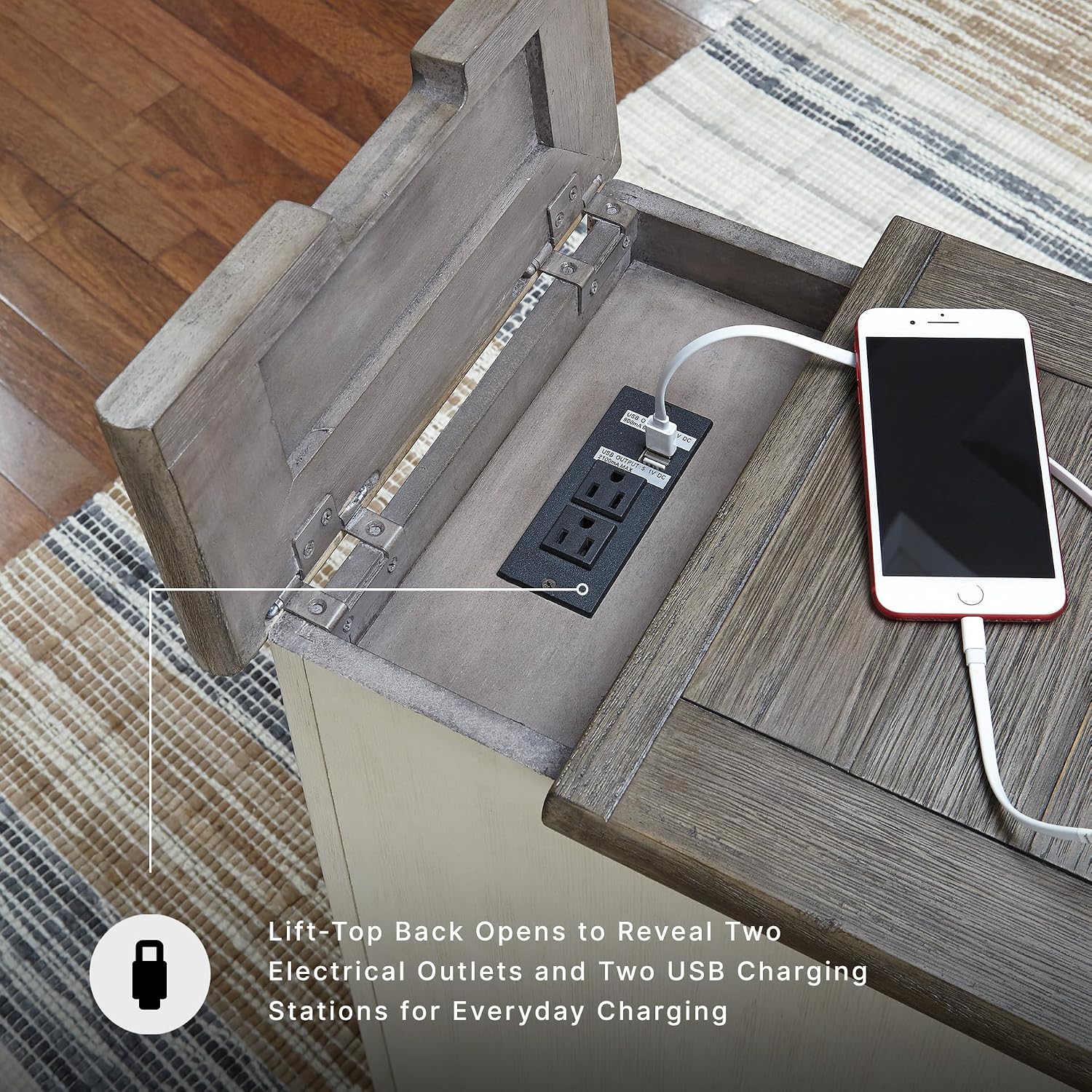 Signature Design by Ashley Bolanburg Farmhouse End Table with USB & Outlets