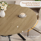 MECHYIN 42'' Round Dining Table for 2–4, Farmhouse Round Kitchen Table with Storage Shelf, Pedestal Dinner Table, Wood Top & Metal Base, Small Space Table for Apartment, Dining Room, Light Oak