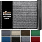 GORILLA GRIP Traffic Guard Door Mat, 59x24, Heavy Duty Welcome Mats, Commercial Office Space Doormat, Waterproof, Fade Resistant, Strong Rubber Backing, Low Profile, Shoe and Boot Scraper, Light Gray