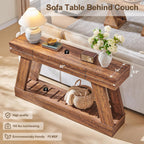60" Farmhouse Entryway Table with Drawer, Narrow Console Table for Entryway