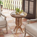 Farmhouse Accent End Table, Rustic Side Table with Natural Top for Family, Dining or Living Room, Handcrafted Finish, Narural Wood Color