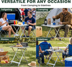 SUNNYFEEL Folding Camping Table - Lightweight Aluminum Portable Picnic Table for Cooking, Beach, Hiking, Travel, Fishing, BBQ, Indoor Outdoor Small Foldable Camp Tables