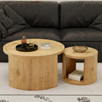 32" Anti-Slip Nesting Tables, Nesting Side Tables with Smooth Wood top, Nesting Coffee Tables with Minimalist Aesthetic for Modern Interior Home Spaces, Natural Wood