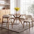 Farmhouse Dining Chairs Set of 4, Mid Century Modern Wooden Velvet Fabric Upholstered Kitchen Chairs with Curve Back, Dining Room Chairs for Living Room Restaurant Cafe with Brown Legs, Warm Gray