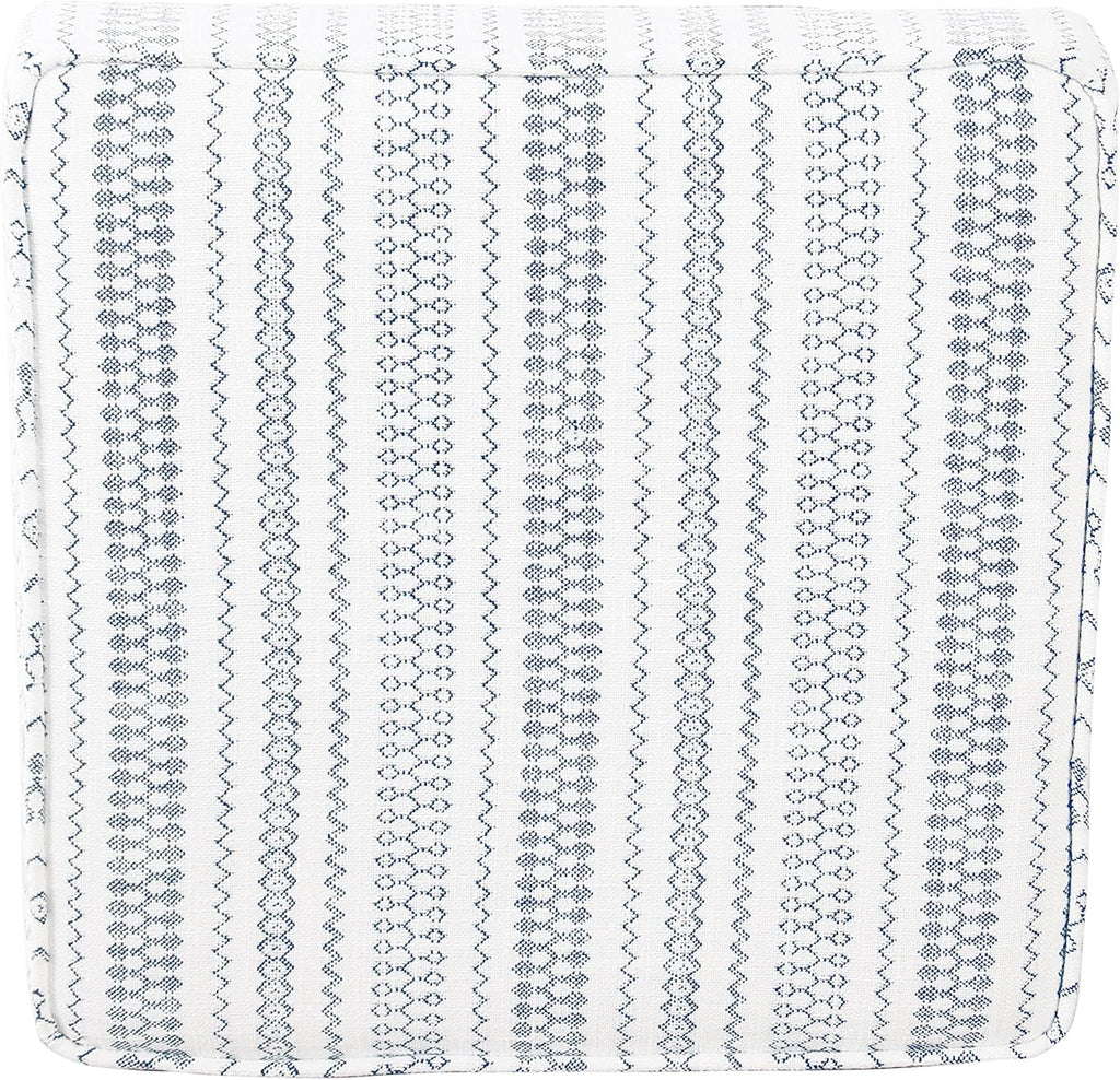 HomePop Home Decor | K7342-F2359 |Classic Square Storage Ottoman with Lift Off Lid | Ottoman with Storage for Living Room & Bedroom, Blue Stripe Large