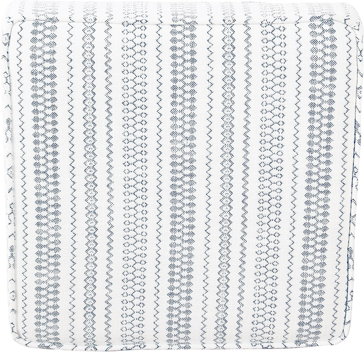 HomePop Home Decor | K7342-F2359 |Classic Square Storage Ottoman with Lift Off Lid | Ottoman with Storage for Living Room & Bedroom, Blue Stripe Large